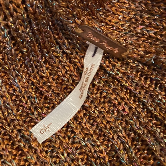 NWOT Free People Copper Sparkle Pullover - Picture 3 of 5